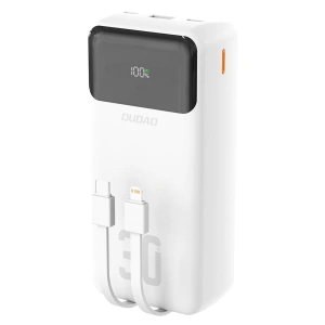 Powerbank Dudao K15MAX 30000mAh PD 22.5W z wbudowanymi kablami - biały