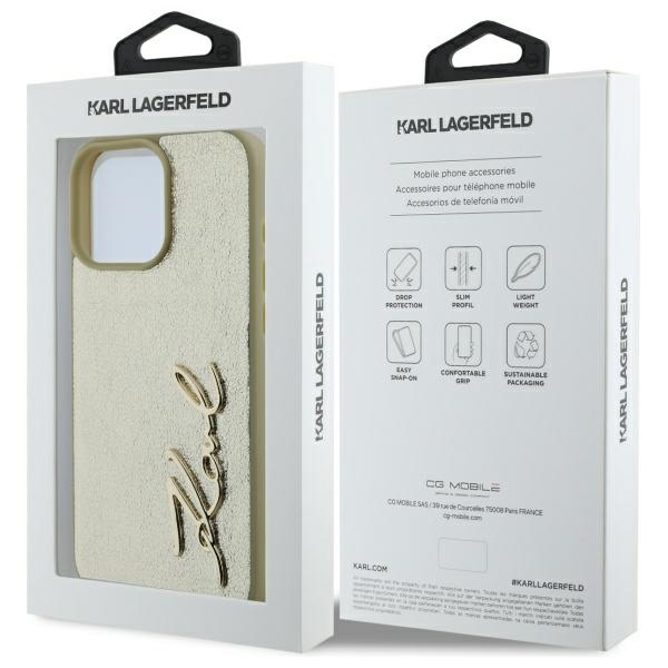 Etui Karl Lagerfeld iPhone 16 Pro Max złoty/gold HC Wrinkled PU Metal Signature