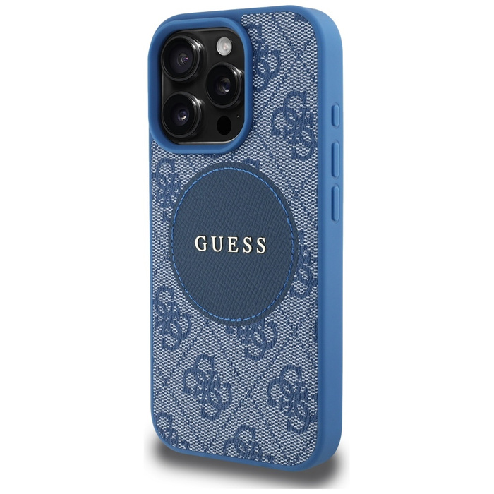 Etui Guess 4G Circle Classic Logo        MagSafe do iPhone 16 Pro niebieski
