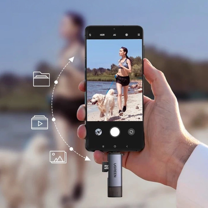 Ugreen czytnik kart SD / micro SD na USB 3.0 / USB Typ C 3.0 szary (50706) CM185