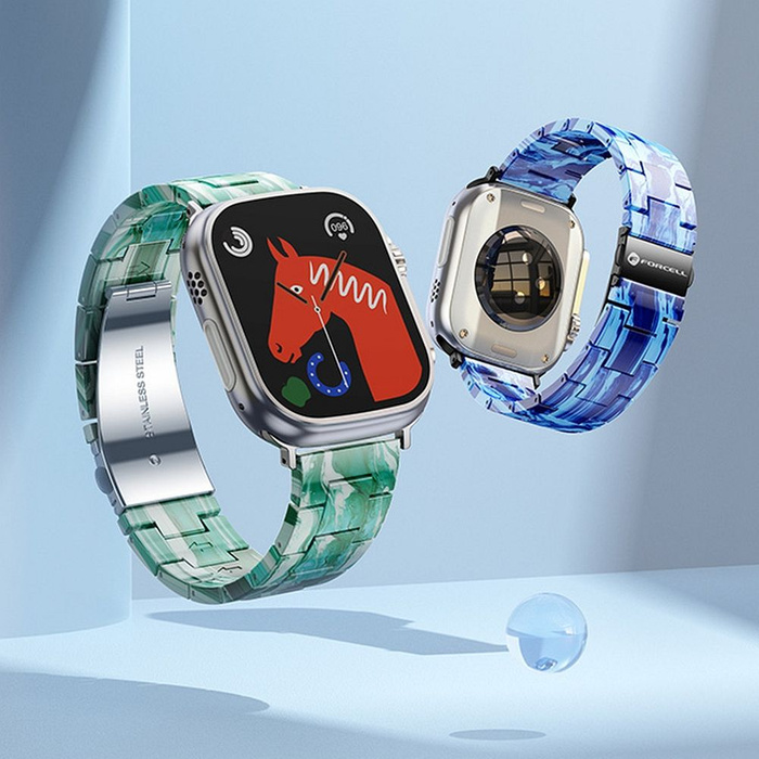 Pasek do Apple Watch Forcell F-Design FA04 zatrzask żywiczny marmurkowy 38 / 40 / 41 mm zielony