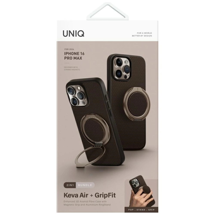 Etui UNIQ Keva Air do iPhone 16 Pro Max  Magclick Charging GripFit brązowy