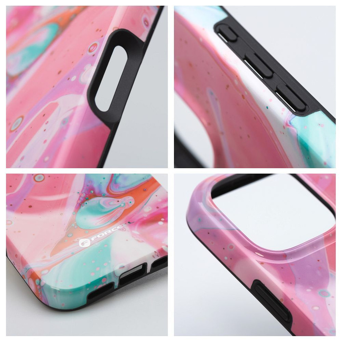Etui na iPhone 16 Forcell F-Protect Mirage zgodny z MagSafe Military Drop-Test pink marble