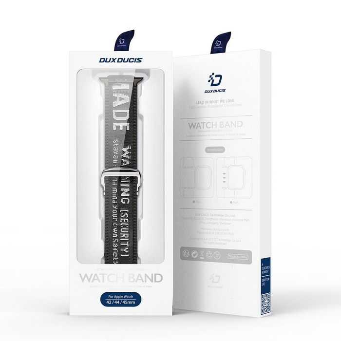 Pasek Dux Ducis Strap (Outdoor  Version) pasek Apple Watch Ultra, SE, 8, 7, 6, 5, 4, 3, 2, 1 (49, 45, 44, 42  mm) nylonowa opaska bransoleta czarno-srebrny
