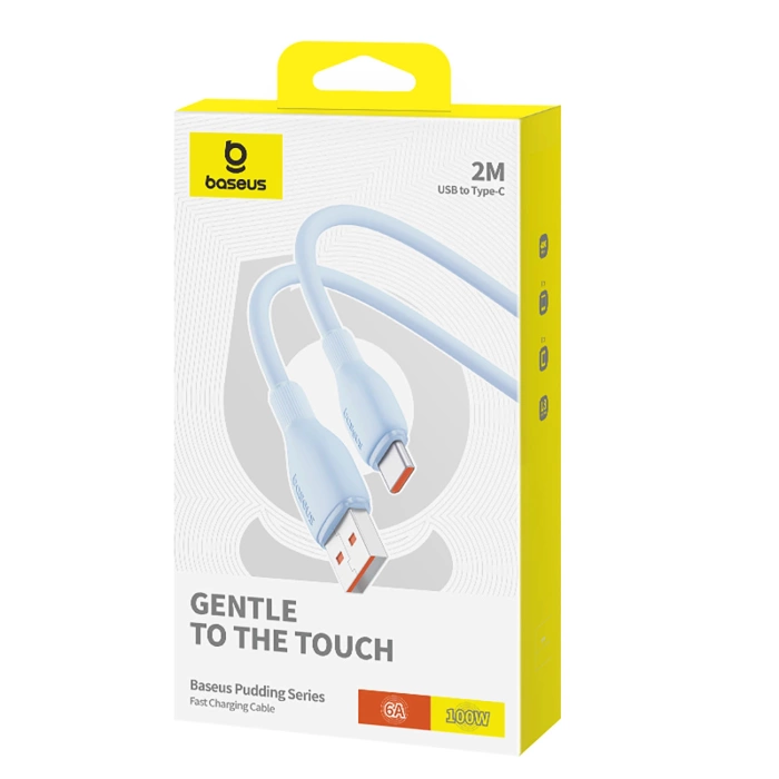 Kabel Baseus Pudding 100W USB-A - USB-C 2m - niebieski