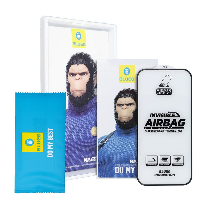 Szkło Hartowane 5D Mr. Monkey Glass - Apple iPhone 17 Pro czarny (Airbag Anti-broken)