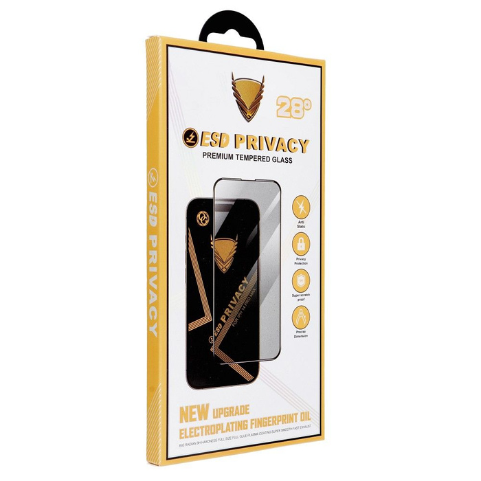 Szkło Hartowane OG 6D Premium Privacy Glass - do Iphone 15 Pro Max czarny