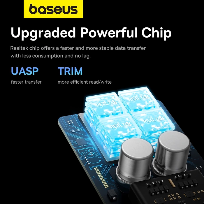 Kieszeń na dysk SSD Baseus FlyJoy Series M.2 NVMe / M.2 SATA 10 Gb/s - szara