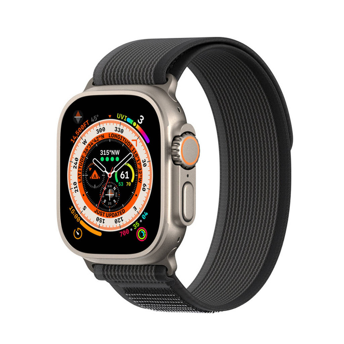 Sportowy pasek na rzepy do Apple Watch 8 / 7 / 6 / SE / 5 / 4 / 3 / 2 / 1 (38, 40, 41 mm) Dux Ducis Strap YJ Version - czarno-szary