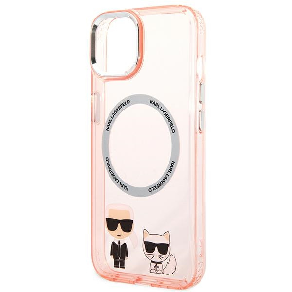 Etui KARL LAGERFELD Apple iPhone 14 Karl & Choupette Aluminium Magsafe Różowy Hardcase
