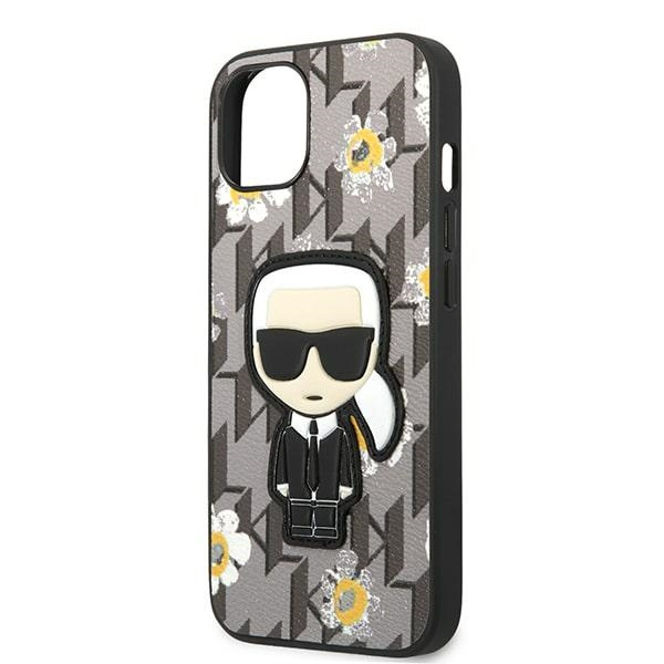 Etui KARL LAGERFELD Apple iPhone 13 Mini Flower Ikonik Karl Szary Case