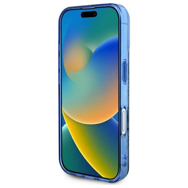 Etui Guess iPhone 16 6.1" niebieski/blue hardcase IML Peony On 4G Background MagSafe