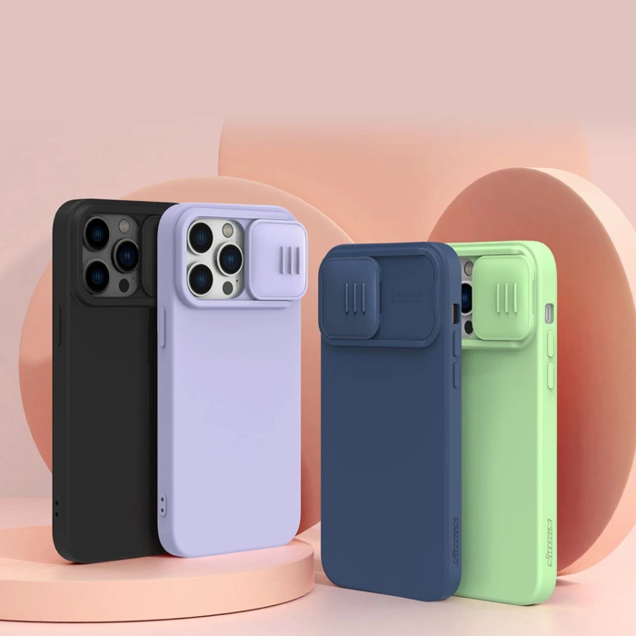 Etui Nillkin CamShield Magnetic Silicone Case etui iPhone 14 Pro Max magnetyczny MagSafe pokrowiec z osłoną na aparat niebieski
