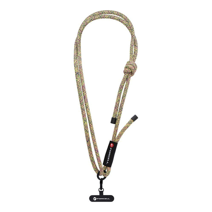 Smycz do telefonu crossbody z regulacją długości Forcell F-Design S10X165 (max 82,5cm w pętli) zielono różowo fioletowa