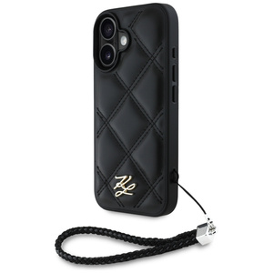 Etui Karl Lagerfeld Quilted Initial Logo & Chain Strap do iPhone 16 czarny