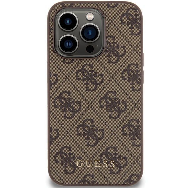 Etui Guess GUHCP15LG4GFBR iPhone 15 Pro 6.1" brązowy/brown hard case 4G Metal Gold Logo Case