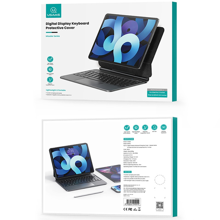 USAMS Etui ochronne z klawiaturą iPad Pro 11" czarny/black Miaoke Series IPP109MG01 (US-BH875)