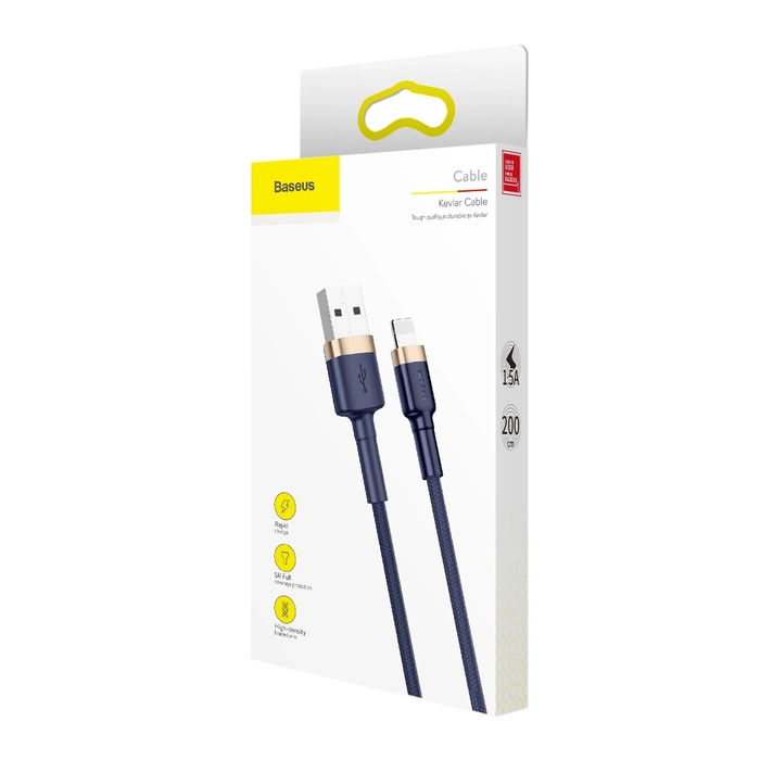 Kabel USB Lightning BASEUS Cafule 2.4A 1m złoto-granatowy