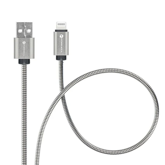 Kabel USB A do Lightning Forcell F-Energy 2,4A 12W Metal 2 m C236 srebrny