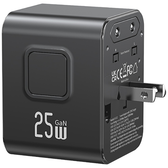 Ładowarka sieciowa USAMS Travel Adapter  CC309 2xUSB-C 25W 4w1 US/AU/EU/UK czarny