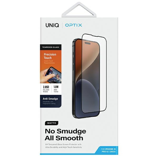UNIQ Optix Matte iPhone 15 Pro 6.1" matowe szkło hartowane z aplikatorem