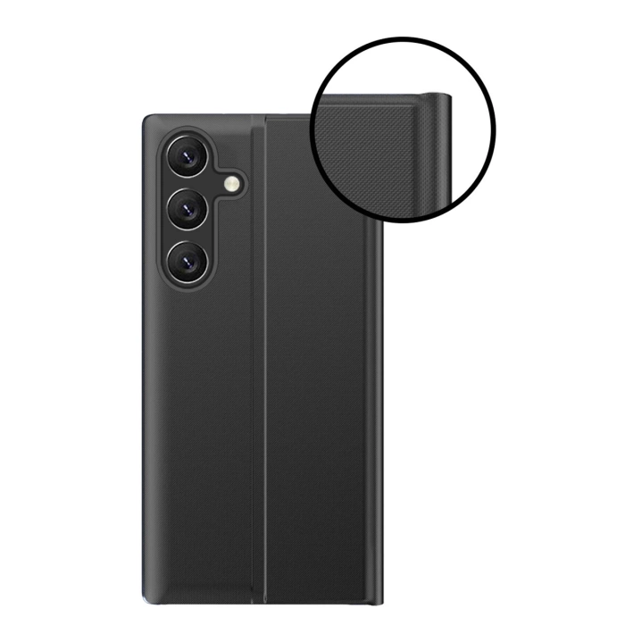 New Sleep Case etui do Samsung Galaxy S25 pokrowiec z klapką i podstawką - czarne