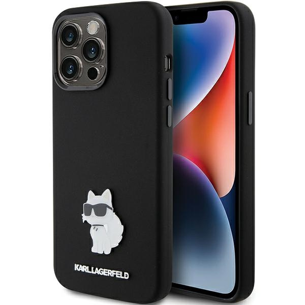Etui Karl Lagerfeld KLHCP15XSMHCNPK iPhone 15 Pro Max 6.7" czarny/black Silicone Choupette Metal Pin Case