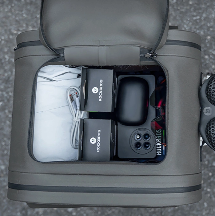 Sakwa rowerowa Rockbros wodoodporna, na bagażnik, pojemność 14l - szara