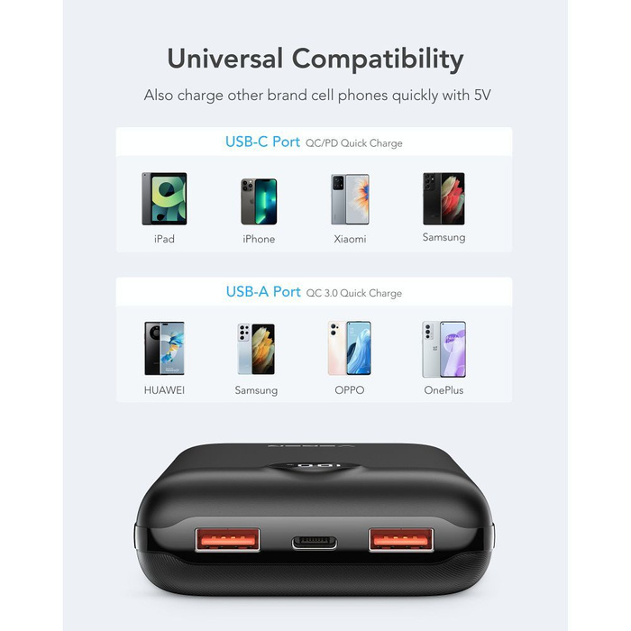 Powerbank Veger S20 (W2053) PD QC3.0 2A 22,5W 20000 mAh czarny