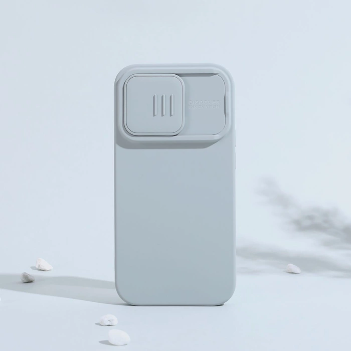 Etui Nillkin CamShield Silky Silicone Case etui iPhone 14 Pro Max pokrowiec z osłoną na aparat zielony