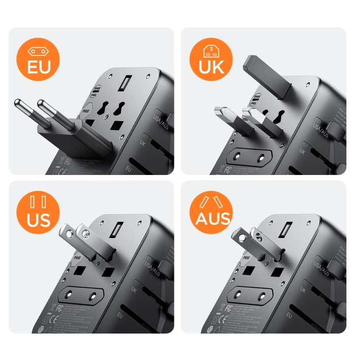Adapter podróżny Joyroom JR-TCW01 uniwersalny 17W EU / US / UK / JP / AU / CN - czarny