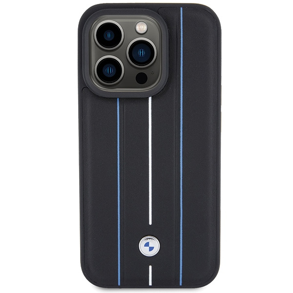 Etui Bmw Bmhcp15l22rvsk Iphone 15 Pro 6.1" Czarny/black Hardcase Leather Stamp Blue Lines Case
