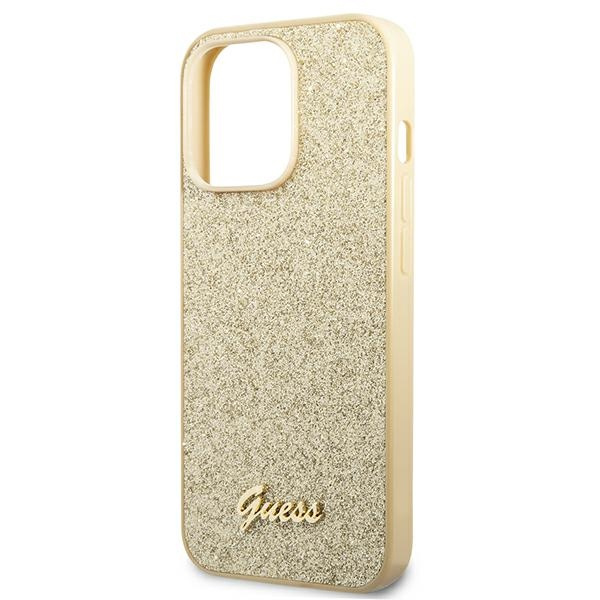 Etui GUESS Apple iPhone 14 Pro Max Glitter Script Złoty Hardcase
