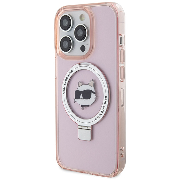 Etui Karl Lagerfeld KLHMP15LHMRSCHP iPhone 15 Pro 6.1" różowy/pink hardcase Ring Stand Choupette Head MagSafe Case