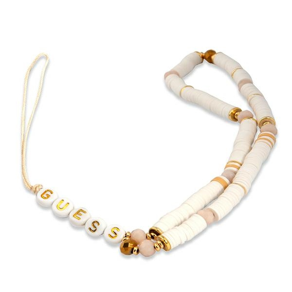 Zawieszka GUESS Phone Strap Heishi Beads Biały