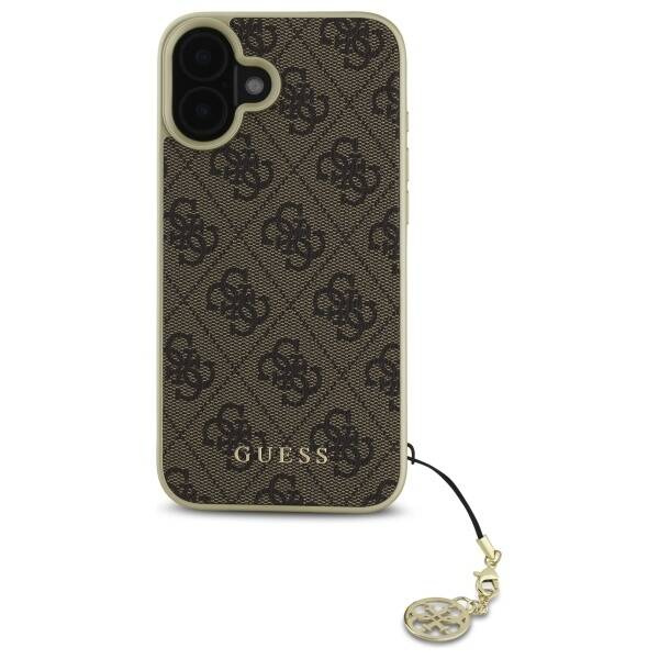 Etui Guess iPhone 16 brązowy/brown hardcase 4G Charms Collection