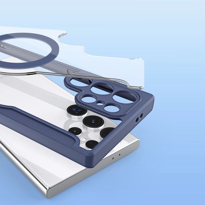 Etui Dux Ducis Skin X Pro do Samsung Galaxy S24 Ultra z magnetycznym ringiem i klapką - niebieskie