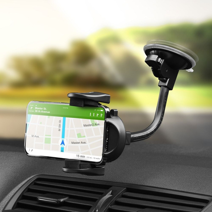 Uchwyt na telefon do samochodu uniwersalny Forcell F-Grip Oval 17 cm do szyby / deski / kratki czarny