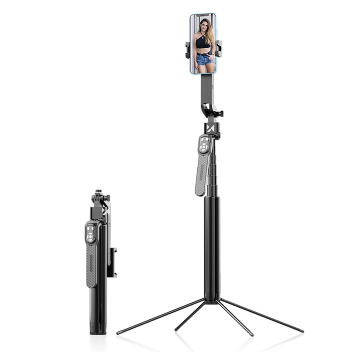 Selfie stick Statyw Wozinsky WST-360YS z automatycznym śledzeniem twarzy 360° AI sterowanie gestami Czarny