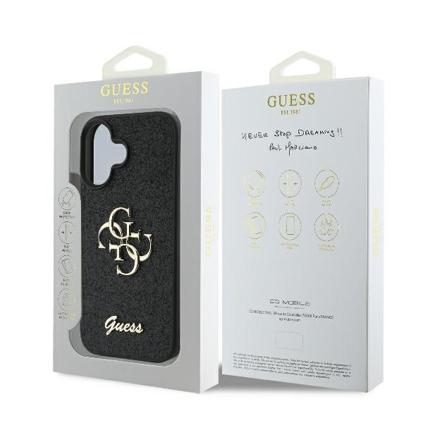 Etui Guess iPhone 16 Plus czarny/black HC Fixed Glitter Big 4G