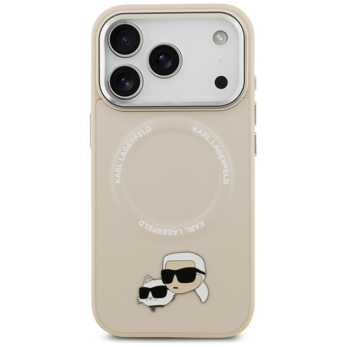 Etui Karl Lagerfeld Karl & Choupette     Pins MagSafe do iPhone 17 Pro Max beżowy