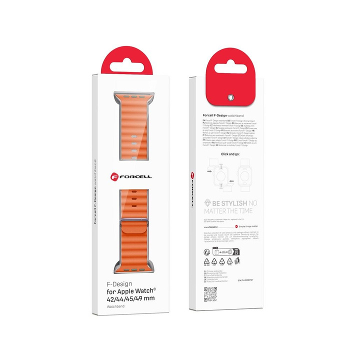 FORCELL F-DESIGN FA13 pasek do APPLE Watch 42 / 44 / 45 / 49 mm pomarańczowy