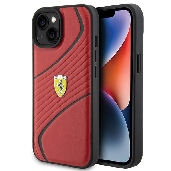 Etui Ferrari FEHCP15SPTWR iPhone 15 6.1" czerwony/red hardcase Twist Metal Logo Case