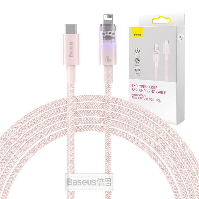 Kabel szybko ładujący Baseus USB-C do Lightning  Explorer Series 20W 2m (różowy)