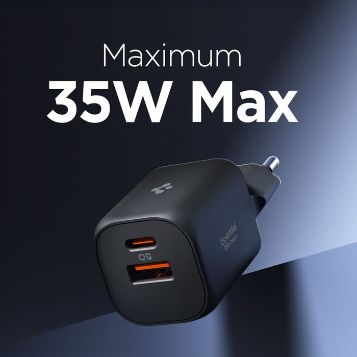 ŁADOWARKA SIECIOWA SPIGEN ESSENTIAL EE352EU 2-PORTOWA 35W CZARNA
