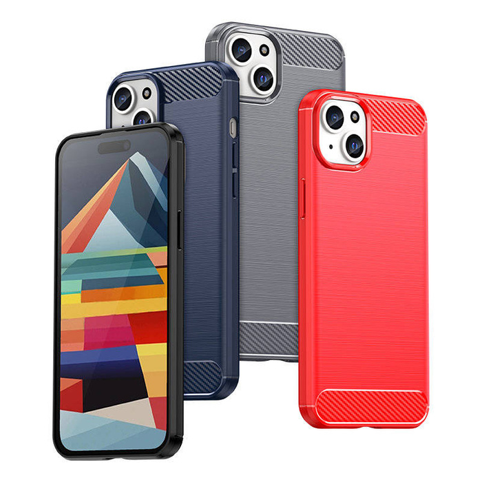 Etui Elastyczne etui wzór karbon do iPhone 15 Plus Carbon Case - niebieskie Case