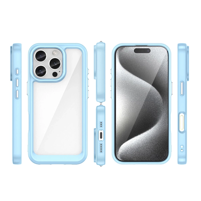 Etui Outer Space Case z żelową ramką do iPhone 16 Pro Max - niebieskie