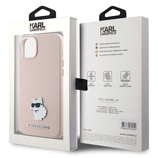 Etui Karl Lagerfeld KLHCP15MSMHCNPP iPhone 15 Plus 6.7" różowy/pink Silicone Choupette Metal Pin Case