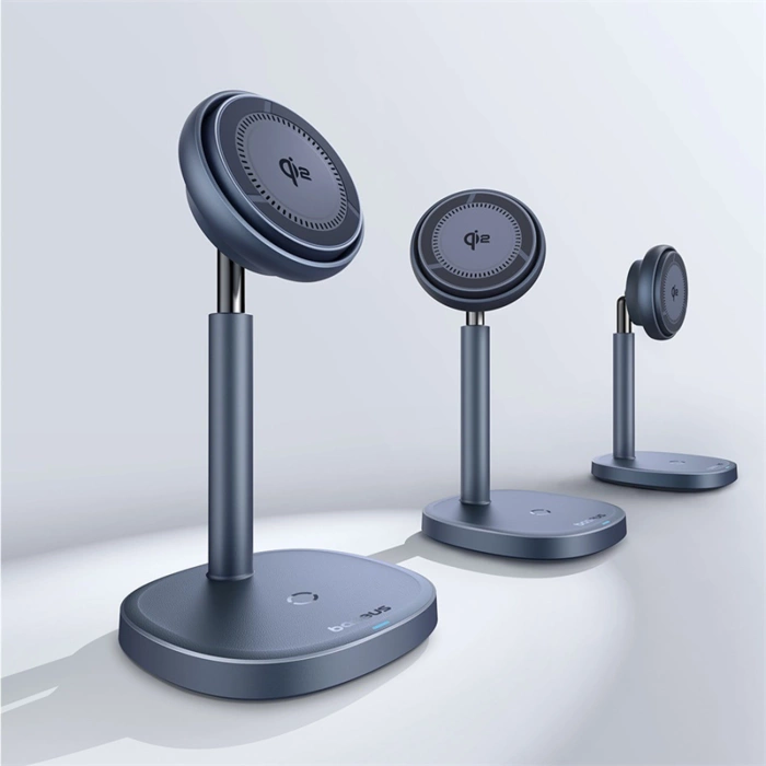 Ładowarka indukcyjna Baseus Orbit 2 Pro MagSafe Qi2 20W 2 w 1 z chłodzeniem - szara