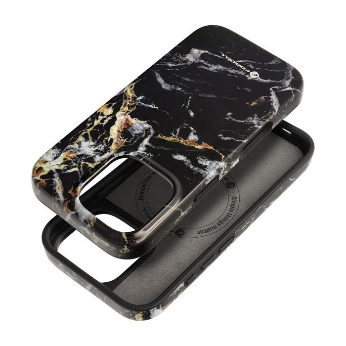 Etui na iPhone 16 PRO Forcell F-Protect Mirage zgodny z MagSafe Military Drop-Test black marble